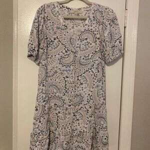 LOFT Black and White Puff Sleeve Sundress